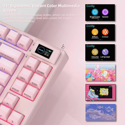 Womier Sk80 Pro Kanagawa Themed 75% Wireless Mechanical Keyboard with Multimedia Display with RGB