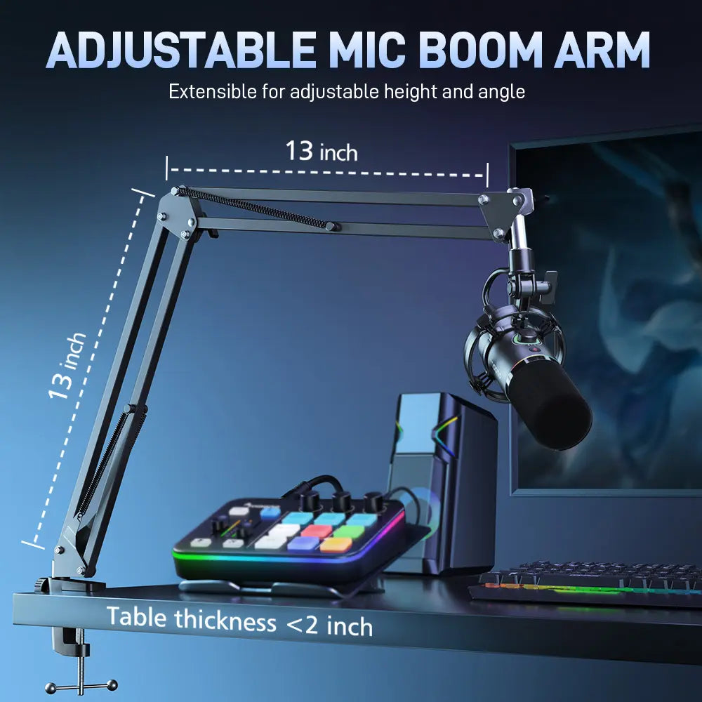 Maono PD200X USB & XLR Desktop Audio Dynamic Gaming Mic, Set up with Boom Arm, Compatible with Computer/ Pc/Ps5/Smartphone,One-Click Mute,Noise Reduction and Headphone Jack, Ideal for Gamer, Streamer, Voice-Over, Recording, Podcasting & Singing.