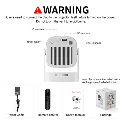MAGCUBIC HY310 Wifi Smart Projector, 330 ANSI Auto-Focus Native 1080P, 130-Inch Screen, Wi-Fi 6 and Bluetooth 5.4 with Auto Keystone Correction for Home Cinema, Audio
