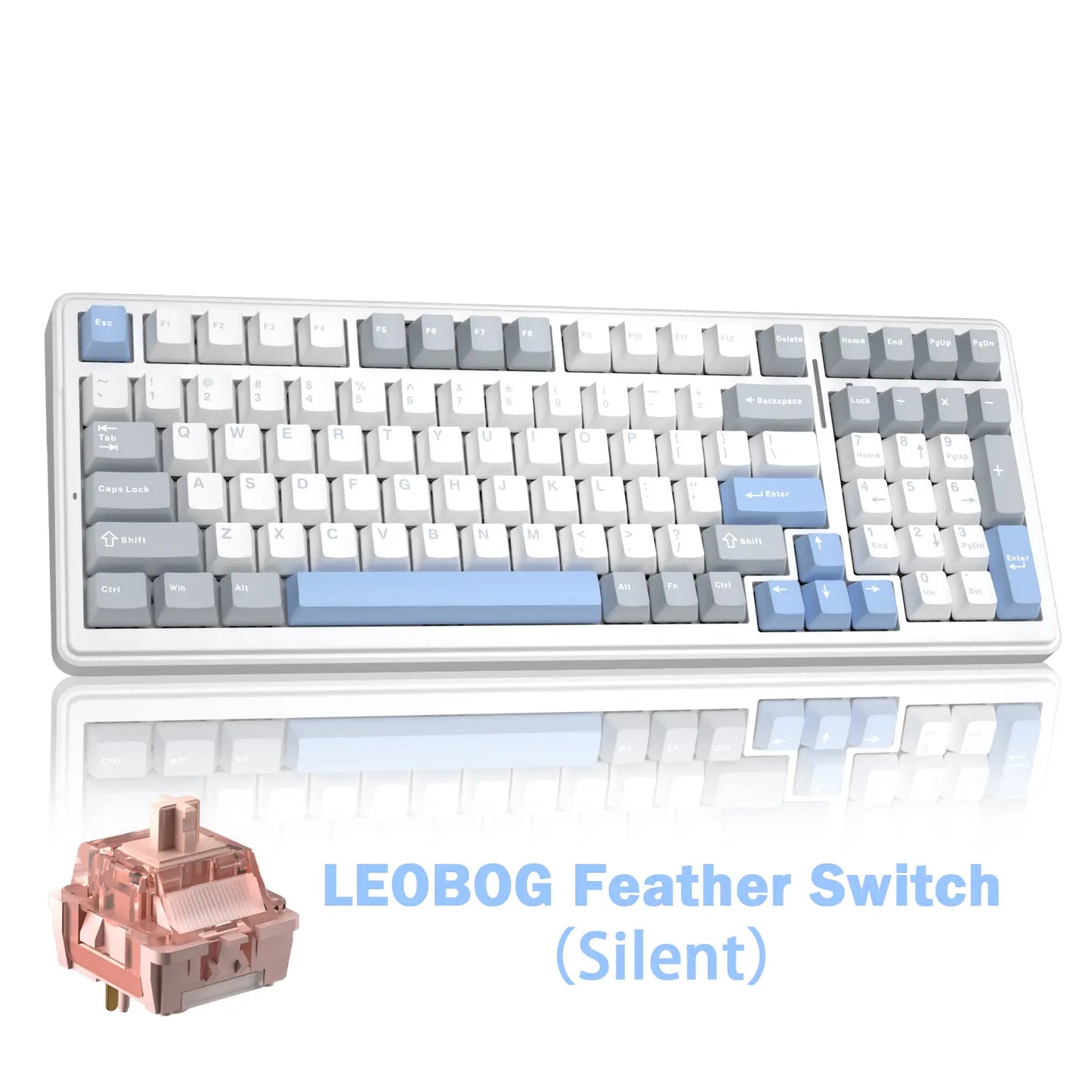 [Silent] AULA F99 Wireless Mechanical Silent Keyboard with Numpad Tri-Mode Bt5.0/2.4Ghz/Usb-C Gasket Hot Swappable RGB Backlit Pre-Lubed Linear Switch Creamy Gaming Keyboard Light Pink