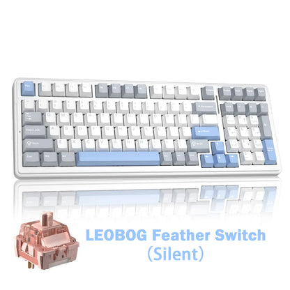 [Silent] AULA F99 Wireless Mechanical Silent Keyboard with Numpad Tri-Mode Bt5.0/2.4Ghz/Usb-C Gasket Hot Swappable RGB Backlit Pre-Lubed Linear Switch Creamy Gaming Keyboard Light Pink