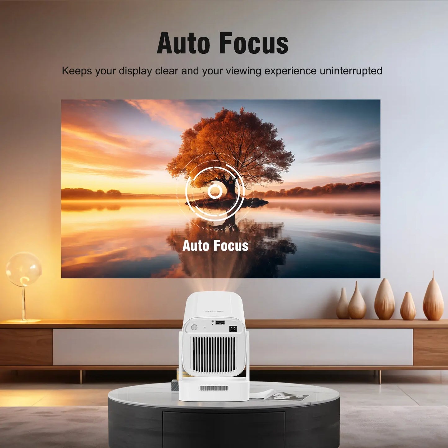 MAGCUBIC HY310 Wifi Smart Projector, 330 ANSI Auto-Focus Native 1080P, 130-Inch Screen, Wi-Fi 6 and Bluetooth 5.4 with Auto Keystone Correction for Home Cinema, Audio