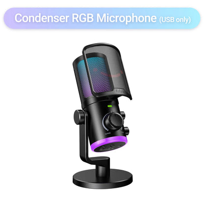 FIFINE AM8 XLR/USB Gaming Microphone for Podcast Recording, Dynamic RGB Mic with Quick Mute, Headphone Jack, Gain Knob, Volume Control, Desktop Mic for PC Gamer, XLR Mic for Audio Interface Mixer, for USB-C Smartphone