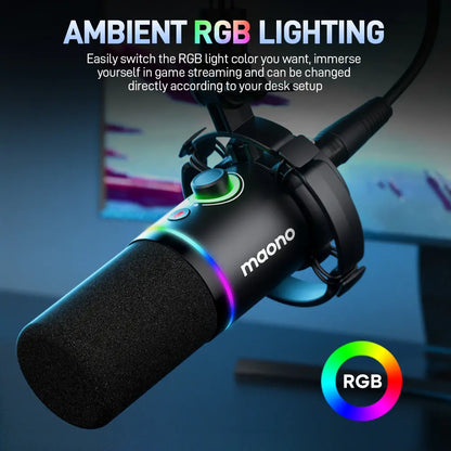 Maono PD200X USB & XLR Desktop Audio Dynamic Gaming Mic, Set up with Boom Arm, Compatible with Computer/ Pc/Ps5/Smartphone,One-Click Mute,Noise Reduction and Headphone Jack, Ideal for Gamer, Streamer, Voice-Over, Recording, Podcasting & Singing.