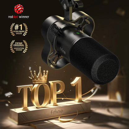 FIFINE K688 Neo USB/XLR Podcast Microphone – Dynamic Pro Mic, Mute & Monitor for Streaming, Gaming, Vocal & Music Recording Audio, for PC USB-C Smartphone Mixer, Boom Arm