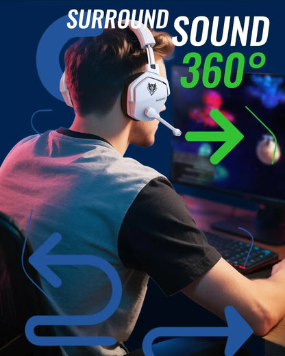 NUBWO G06 Pro Wireless Gaming Headset with Charging Station for Headset & PS5 Controller, 17Ms Low Latency, 120H Battery Life, Dynamic 50Mm Drivers-White (NOT Compatible with Xbox) Tiktokshopspringglowup Summervibes