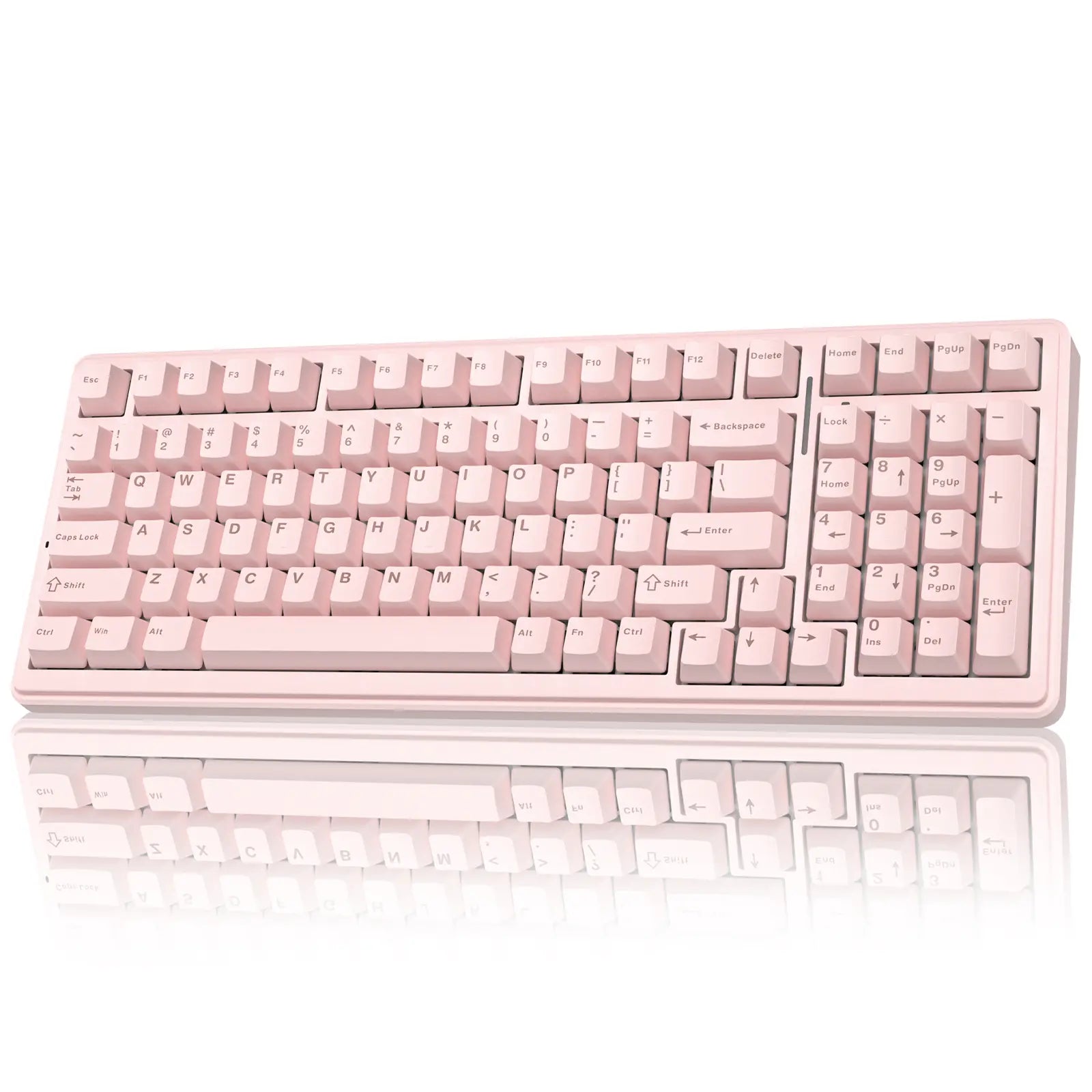 [Silent] AULA F99 Wireless Mechanical Silent Keyboard with Numpad Tri-Mode Bt5.0/2.4Ghz/Usb-C Gasket Hot Swappable RGB Backlit Pre-Lubed Linear Switch Creamy Gaming Keyboard Light Pink