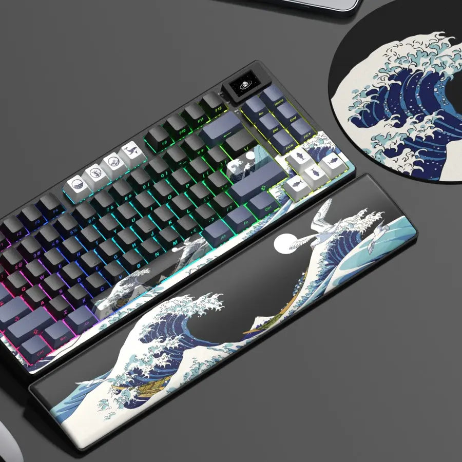 Womier Sk80 Pro Kanagawa Themed 75% Wireless Mechanical Keyboard with Multimedia Display with RGB