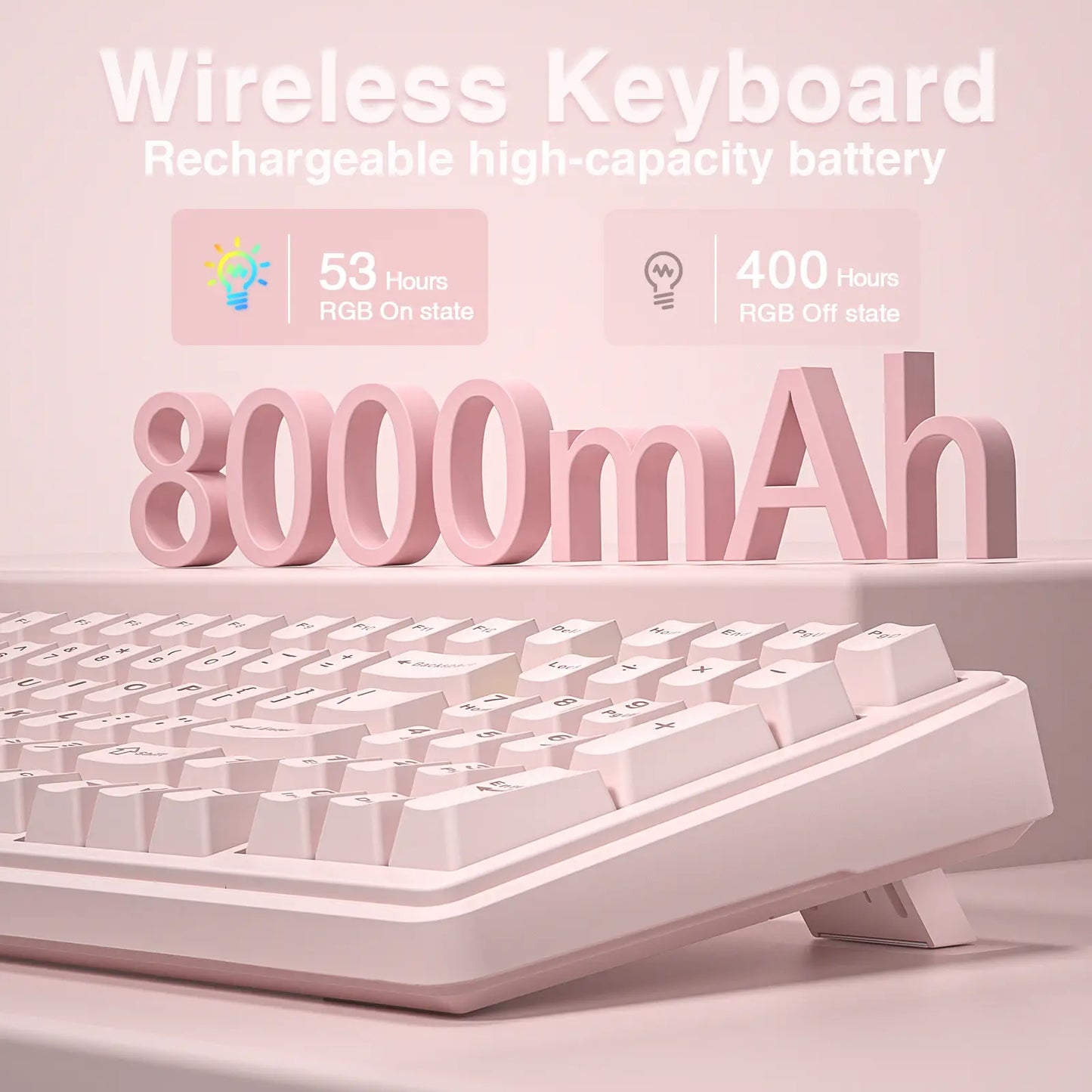 [Silent] AULA F99 Wireless Mechanical Silent Keyboard with Numpad Tri-Mode Bt5.0/2.4Ghz/Usb-C Gasket Hot Swappable RGB Backlit Pre-Lubed Linear Switch Creamy Gaming Keyboard Light Pink
