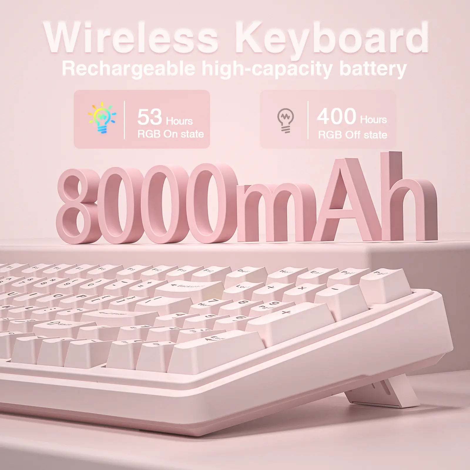 [Silent] AULA F99 Wireless Mechanical Silent Keyboard with Numpad Tri-Mode Bt5.0/2.4Ghz/Usb-C Gasket Hot Swappable RGB Backlit Pre-Lubed Linear Switch Creamy Gaming Keyboard Light Pink