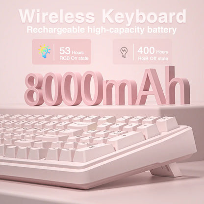 [Silent] AULA F99 Wireless Mechanical Silent Keyboard with Numpad Tri-Mode Bt5.0/2.4Ghz/Usb-C Gasket Hot Swappable RGB Backlit Pre-Lubed Linear Switch Creamy Gaming Keyboard Light Pink