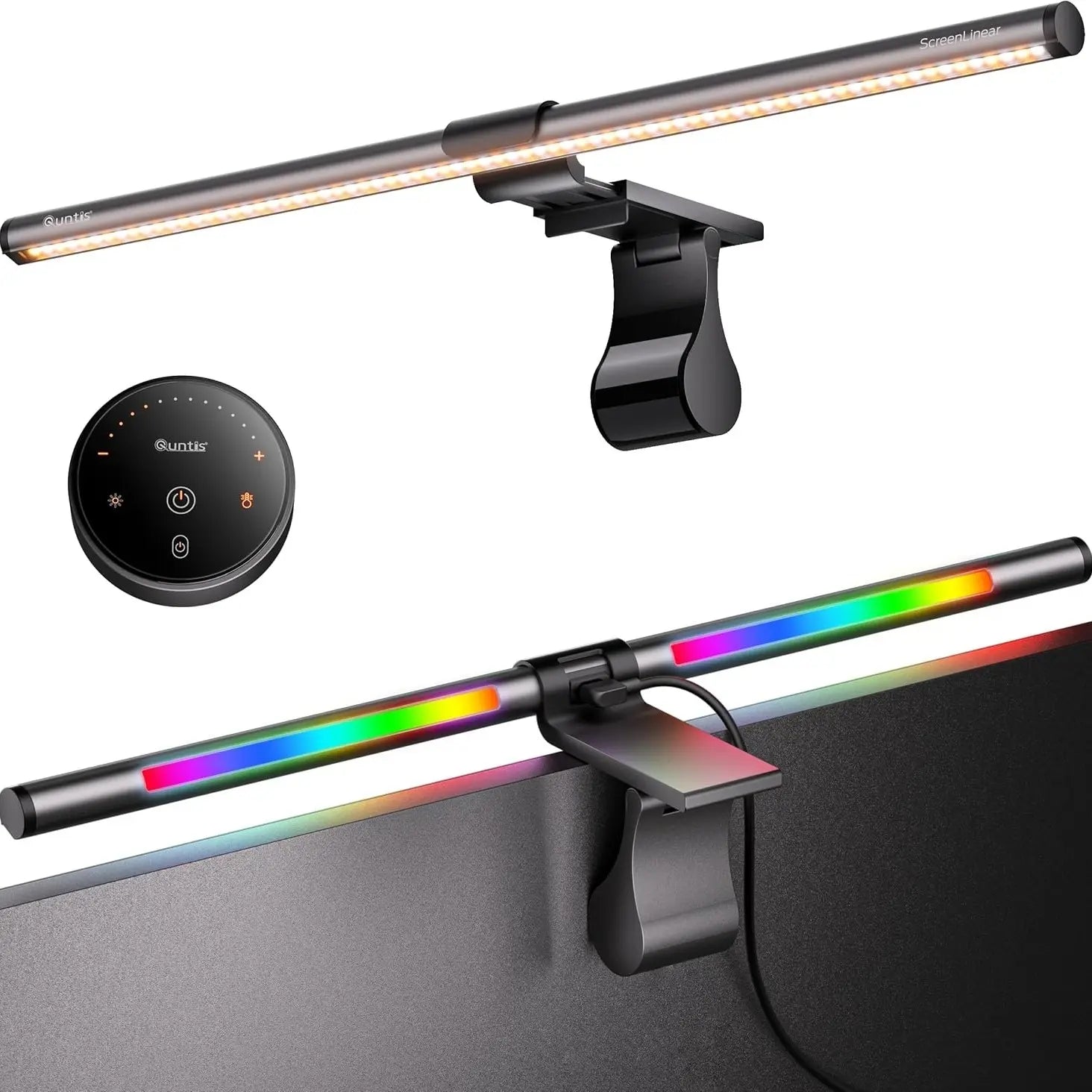 Quntis Monitor Light Gamezone Series RGB Backlight, Desk Setup Gaming Livestreaming Accessories, for Flat/Curved/Ultrawide Monitor - 216 (20Inch) Dimmable Video Lighting