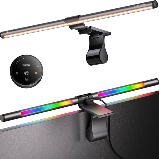Quntis Monitor Light Gamezone Series RGB Backlight, Desk Setup Gaming Livestreaming Accessories, for Flat/Curved/Ultrawide Monitor - 216 (20Inch) Dimmable Video Lighting