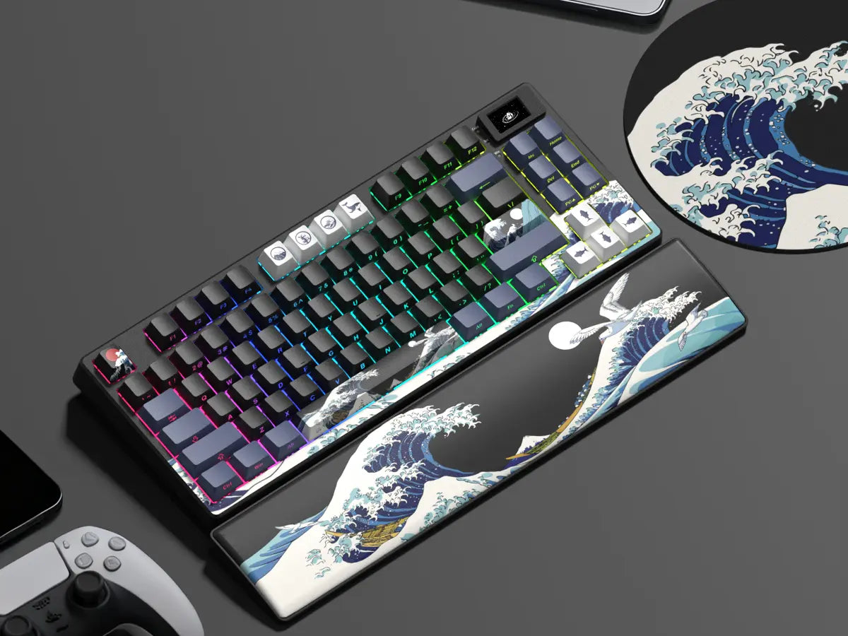 Womier Sk80 Pro Kanagawa Themed 75% Wireless Mechanical Keyboard with Multimedia Display with RGB