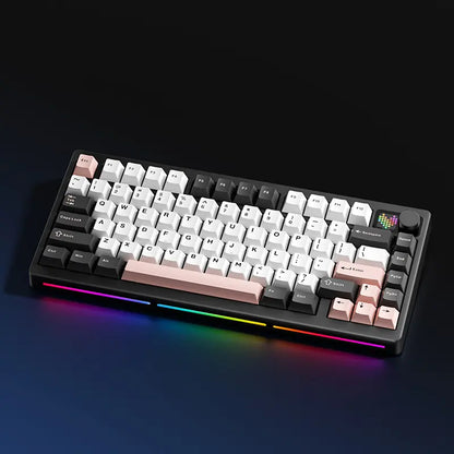 ELECFOX SPECTRA75 Mechanical Gaming Keyboard, Wireless Tri-Mode Connection, PBT Keycaps, RGB Backlight, LED Dot Matrix Display, Gasket Hot-Swappable, Multimedia Knob, Creamy Keyboard PC Accessories