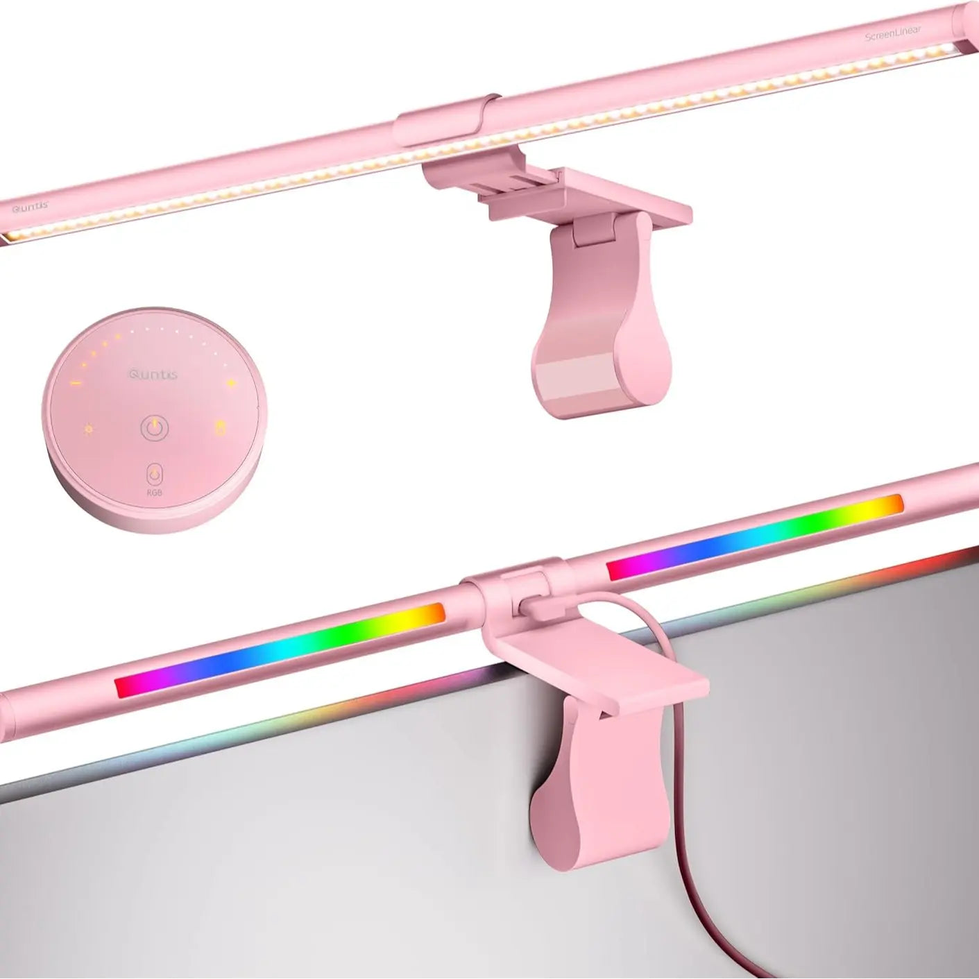 Quntis Monitor Light Gamezone Series RGB Backlight, Desk Setup Gaming Livestreaming Accessories, for Flat/Curved/Ultrawide Monitor - 216 (20Inch) Dimmable Video Lighting