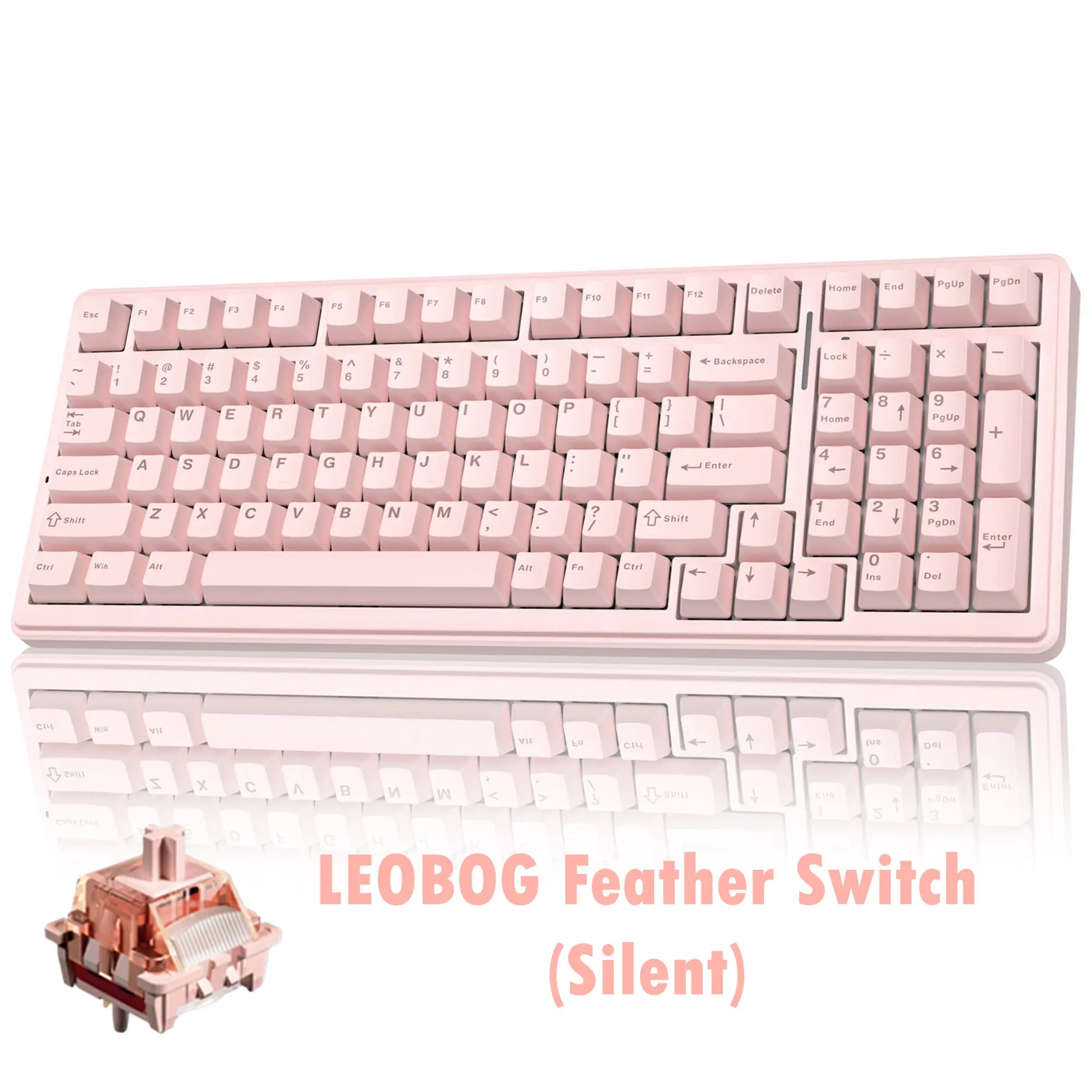 [Silent] AULA F99 Wireless Mechanical Silent Keyboard with Numpad Tri-Mode Bt5.0/2.4Ghz/Usb-C Gasket Hot Swappable RGB Backlit Pre-Lubed Linear Switch Creamy Gaming Keyboard Light Pink