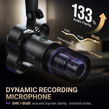 FIFINE K688 Neo USB/XLR Podcast Microphone – Dynamic Pro Mic, Mute & Monitor for Streaming, Gaming, Vocal & Music Recording Audio, for PC USB-C Smartphone Mixer, Boom Arm