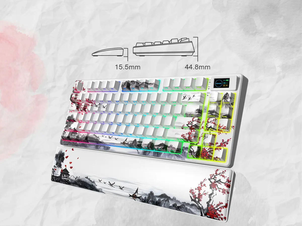 Womier Sk80 Pro Kanagawa Themed 75% Wireless Mechanical Keyboard with Multimedia Display with RGB