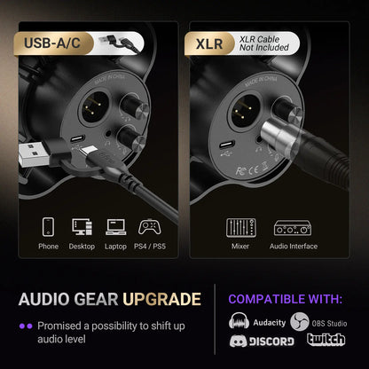 FIFINE K688 Neo USB/XLR Podcast Microphone – Dynamic Pro Mic, Mute & Monitor for Streaming, Gaming, Vocal & Music Recording Audio, for PC USB-C Smartphone Mixer, Boom Arm