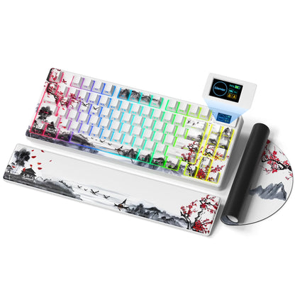 Womier Sk80 Pro Kanagawa Themed 75% Wireless Mechanical Keyboard with Multimedia Display with RGB