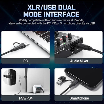 Maono PD200X USB & XLR Desktop Audio Dynamic Gaming Mic, Set up with Boom Arm, Compatible with Computer/ Pc/Ps5/Smartphone,One-Click Mute,Noise Reduction and Headphone Jack, Ideal for Gamer, Streamer, Voice-Over, Recording, Podcasting & Singing.