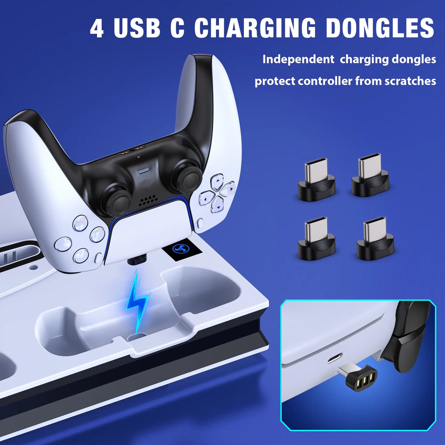 PS5 Stand Cooling Fan for PS5 Slim with PS5 Controller Charger,Beboncool PS5 Accessories,Ps5 Cooling Station for Playstation 5 Slim/Disc/Digital Editions & Playstation 5 Accessories-White Console Smartphone
