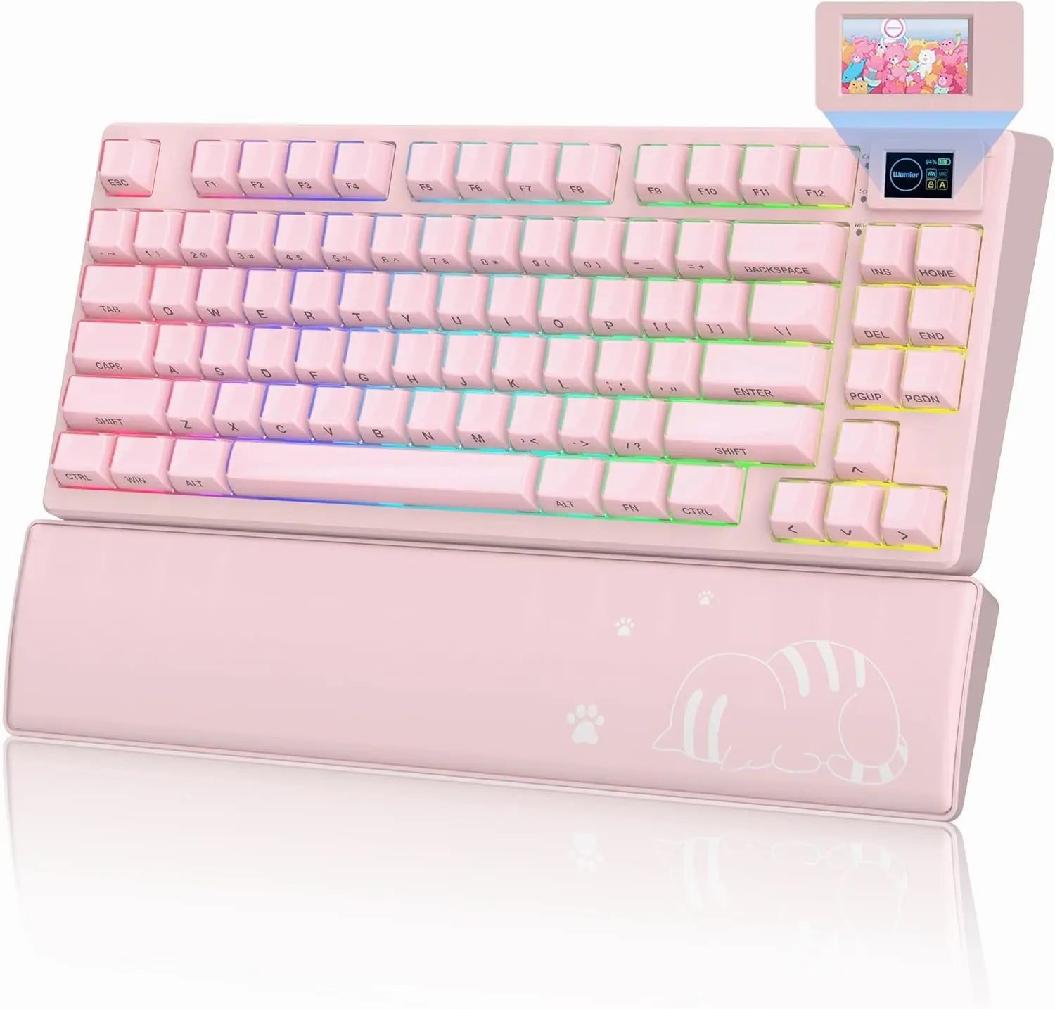 Womier Sk80 Pro Kanagawa Themed 75% Wireless Mechanical Keyboard with Multimedia Display with RGB