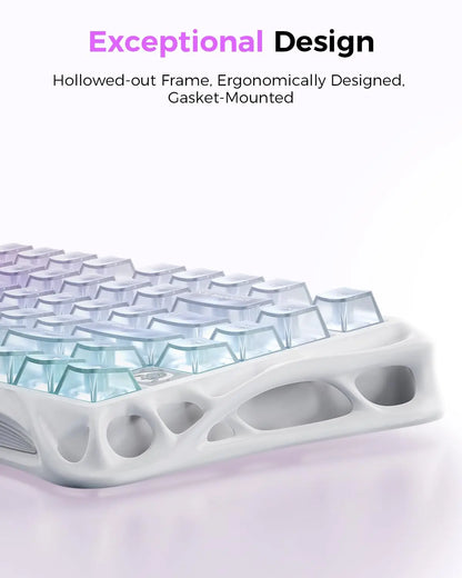 Gravastar Mercury K1 Lite Crystal Aurora 75% Mechanical Gaming Keyboard, 2.4Ghz/Bt/Wired Tri-Mode Wireless Keyboard, Gasket Hot Swappable Mechanical Keyboard, Pre-Lubed Linear Switches, RGB Backlit Summervibes